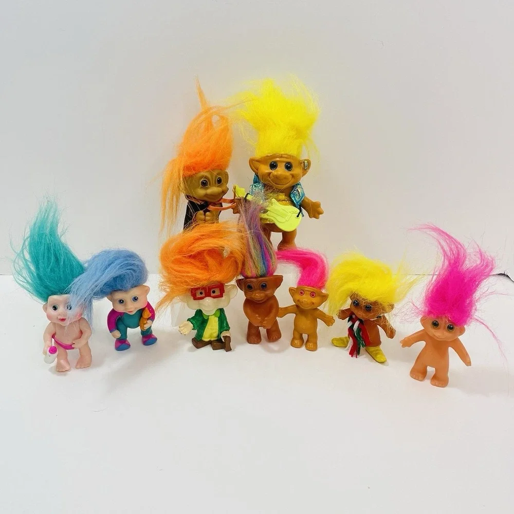 Vintage TROLL Dolls Mix of 9 Russ Applause BK Troll-Kins‎ LOT 1990s